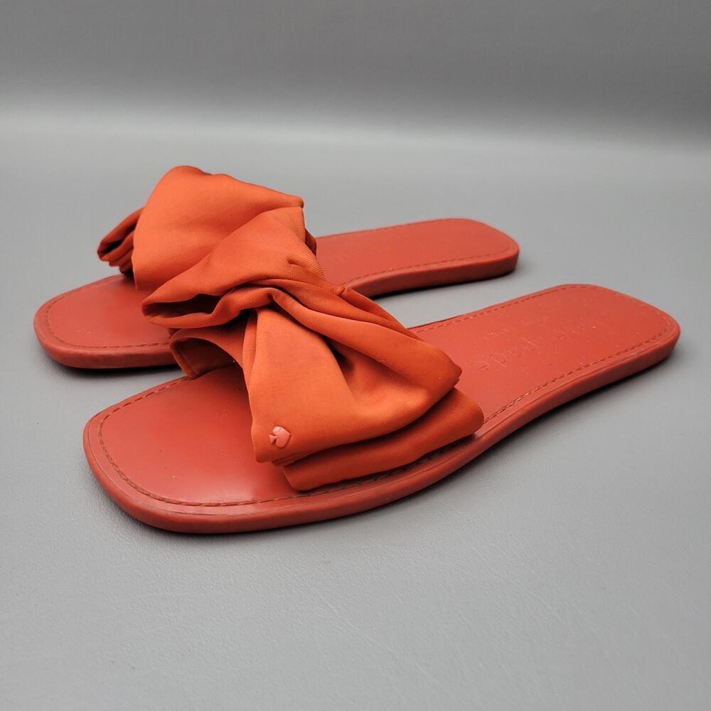 Kate Spade New York Bikini Bow Flat Sandals Slide Slip On Red Womens 7 B
